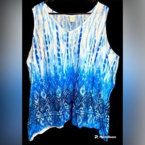 Lightweight & Flowy Tunic Tank Top with Sparkles and Hankerchief Hem